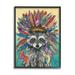 Stupell Industries Bold Tribal Raccoon Mixed Ephemera Collage Painting Painting Black Framed Art Print Wall Art Design by Lisa Morales