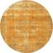 Ahgly Company Indoor Round Traditional Orange Persian Area Rugs 4 Round