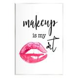 Stupell Industries Makeup Is My Art Glam Lips Typography Style Graphic Art Unframed Art Print Wall Art Design by Daniela Santiago