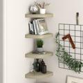 Anself 4 Piece Corner Floating Shelves MDF Wall Mounted Shelf Photo Display Stand Storage Rack Oak for Living Room Bedroom Bathroom Home Decor 9.8 x 9.8 x 1.5 Inches (L x W x H)