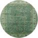 Ahgly Company Machine Washable Indoor Round Industrial Modern Dark Olive Green Area Rugs 6 Round