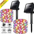 2 Pack Solar String Lights Solar Powered Fairy Lights IP65 Waterproof Decorative Rope Lights 8 Lighting Modes for Patio Garden Yard Wedding Party Decorations