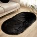 TUTUnaumb 2022 Winter Christmas Super Soft Faux Sheepskin Area Rugs For Bedroom Floor Shaggy Plush Carpet Faux Rug Bedside Rugs Home Festival Decor Black