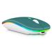 2.4GHz & Bluetooth Mouse Rechargeable Wireless Mouse for Oppo A92s Bluetooth Wireless Mouse for Laptop / PC / Mac / Computer / Tablet / Android RGB LED Deep Green