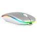 2.4GHz & Bluetooth Mouse Rechargeable Wireless Mouse for Oppo K9s Bluetooth Wireless Mouse for Laptop / PC / Mac / Computer / Tablet / Android RGB LED Silver