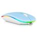 2.4GHz & Bluetooth Mouse Rechargeable Wireless Mouse for Realme Q3t Bluetooth Wireless Mouse for Laptop / PC / Mac / Computer / Tablet / Android RGB LED Sky Blue