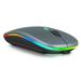 2.4GHz & Bluetooth Mouse Rechargeable Wireless Mouse for TV Bluetooth Wireless Mouse for Laptop / PC / Mac / Computer / Tablet / Android RGB LED Titanium