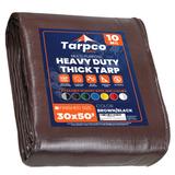 Tarpco Safety 30 ft. x 50 ft. 10 Mil Heavy Duty Polyethylene Tarp, Waterproof, Rip & Tear Proof Aluminum in Brown | 1 H x 30 W x 50 D in | Wayfair