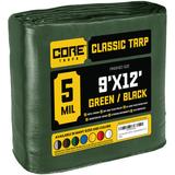 Core Tarps 9 ft. x 12 ft. 5 Mil Heavy Duty Polyethylene Tarp, Waterproof, Rip & Tear Proof Aluminum in Green | 1 H x 9 W x 12 D in | Wayfair