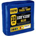 Core Tarps Heavy Duty 10 Mil 100" X 100" Waterproof Cover Tarp Aluminum in Blue | 1 H x 100 W x 100 D in | Wayfair CT-605-100X100