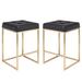 Everly Quinn 26" Counter Stool Upholstered/Leather/Metal/Faux leather in Black/Brown/Yellow | 26 H x 18 W x 18 D in | Wayfair