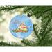 The Holiday Aisle® Merry Christmas Dachshund Ornament Ceramic/Porcelain in Blue/Red/Yellow | 2.8 H x 2.8 W x 0.15 D in | Wayfair