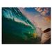 Highland Dunes Ocean Wave At Sunset - Nautical & Coastal Wood Wall Art Decor - Natural Pine Wood in Blue/Brown/Green | 8 H x 12 W x 1 D in | Wayfair