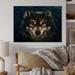 Millwood Pines Smiling Wolf - Traditional Wood Wall Art - Natural Pine Wood in Blue/Brown/Gray | 12 H x 20 W x 1 D in | Wayfair