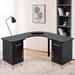 Latitude Run® Hoyett L-Shape Corner Desk w/ Drawer & Cabinet Wood in Black | 29.5 H x 76.4 W x 19.7 D in | Wayfair 3FFEFCAC2B1B421F8F3972751FB4A187