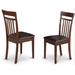 Red Barrel Studio® Slat Back Side Chair in Mahogany Faux Leather/Wood/Upholstered in Brown | 38 H x 20 W x 17 D in | Wayfair