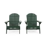 GDF Studio Cartagena Outdoor Rustic Acacia Wood Folding Adirondack Chairs Set of 2 Dark Green