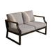 Direct Wicker UBS-2101-LS-Black 1 Piece Outdoor Garden Black Iron Love-seat Sofa with Grey Cushions