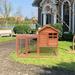 CRO Decor Easily-assembled Wooden Rabbit House Chicken Coop Kennels-Light Brown