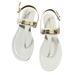 Coach Shoes | Brand Coach Chalk "Caterine" Logo Hardware Flat Sandals | Color: Gold/White | Size: 8.5