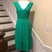Kate Spade Dresses | Kate Spade Jade Green Tea Length Cap Sleeves Empire Crossover Top Dress Sz 4 | Color: Gold/Green | Size: 4