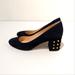 Nine West Shoes | Navy Suede Low Block Heels Gold Studded 7.5 | Color: Blue | Size: 7.5