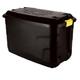 STORM TRADING GROUP Storage Container Boxes Black Trunks With Lids Heavy Duty Large Wheels Yellow Handles Great for Garden, Indoor & Outdoor (145 Litre (WITH WHEELS), 2 Storage Boxes)