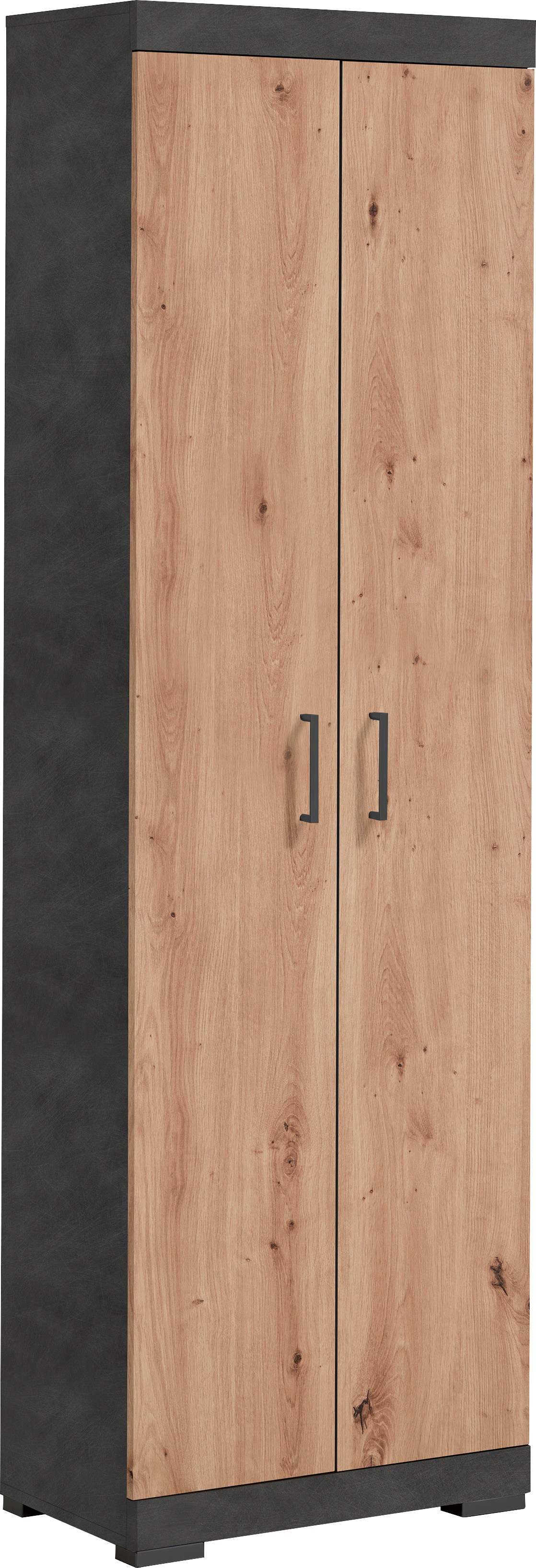 Garderobenschrank FMD, braun (matera, artisan eiche), B:60cm H:195cm T:34,9cm, Schränke, Garderobenschrank