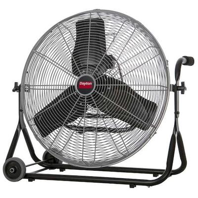 DAYTON 61LD86 Mobile Floor Fan, 3 Speeds, Silver, Carrying Handle