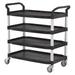 ZORO SELECT 35KT28 Dual-Handle Utility Cart with Lipped Plastic Shelves, (2)
