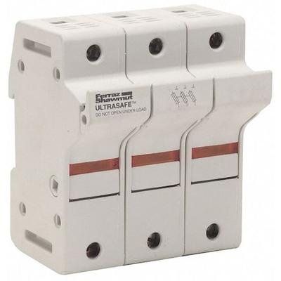 MERSEN US3J3I Finger Safe Fuse Block, 0 to 30A Amp Range, 600V AC/DC Volt