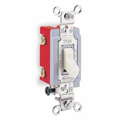 HUBBELL WIRING DEVICE-KELLEMS HBL1223W Wall Switch, 3-Way, 120/277V, 20A, Wht,