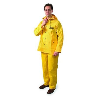 CONDOR 5T915 3 Piece Rainsuit w/Detach Hood,Yellow,2XL