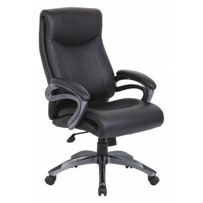 ZORO SELECT 452R19 Leather Executive Chair, 22 1/2-, Fixed, Black