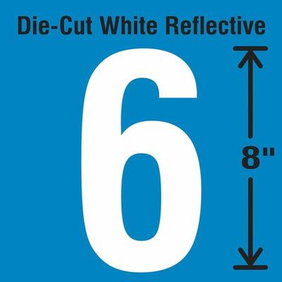 STRANCO DWR-SINGLE-8-6 Die-Cut Reflective Number L...