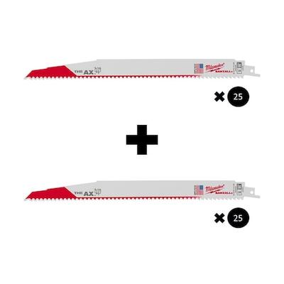 MILWAUKEE TOOL 48-00-8026, 48-00-8026 9" 5 TPI The Ax Sawzall Blade Combo (50