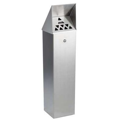 NO BUTTS BIN CO HDD01 Cigarette Receptacle,1-3/4 gal.,Silver
