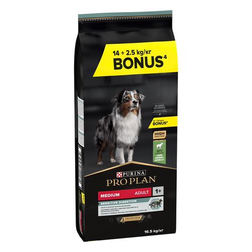 2 kg / 2,5 kg gratis! 14 kg / 16,5 kg PURINA PRO PLAN - 16,5 kg Medium Adult Sensitive Digestion:...