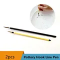 2PCS Jaune Noir D'argile de Poterie Crochet Ligne Stylo En Céramique Peinture Brosse Bambou Pôle