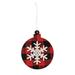 Red/Black Plaid Snowflake Ornament Ball - 3.5" high by 3" wide and .5" deep.