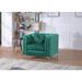 Passion Furniture Pompano Dark Gray Tufted Velvet Accent Chair - 38"L x 34"W x 31"H