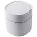 Mini Trash Can with Lid Desk Small Trash Can for Bathroom Vanity Desktop Tabletop or Coffee Table - Dispose of Cotton Rounds Makeup Sponges Tissues; 2 Liter (Square Press - White)