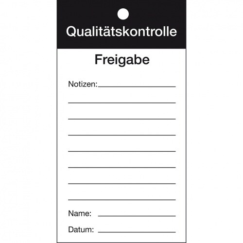 Qualitätsanhänger Qualitätskontrolle-Freigabe, Karton, 80x150mm, 50/VE Image