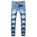 Bigersell Women s Modern Bootcut Pant Full Length Pants Men s Tight-fitting Straight Hip-hop Stretch Motorcycle Denim Trousers Solid Blue Pant for Ladies