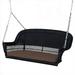 Black Wicker Porch Swing With Brown Cushion