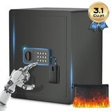 TELAM 3.0 CU.ft Electronic Biometric Safe Box with Fingerprint Lock Home Safe Cabinet Security Box Digital Keypad Safe with Fireproof Bag 42LB