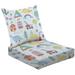 2-Piece Deep Seating Cushion Set Childish seamless buildings dinosaurs cars trees Good for kids fabric Outdoor Chair Solid Rectangle Patio Cushion Set