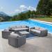Avianna Outdoor Wicker 7 Seater Sofa Chat Set with Cushions Gray and Light Gray