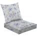 2-Piece Deep Seating Cushion Set Romantic flower seamless purple flower decoration Outdoor Chair Solid Rectangle Patio Cushion Set