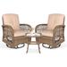 VIVIJASON 2-Piece Patio Wicker Loveseat Glider Set Cushioned Outdoor Conversation Furniture Sets with 2-Seater Glider Rocking Bench Coffee Table and Cushions for Porch Garden Poolside Light Brown